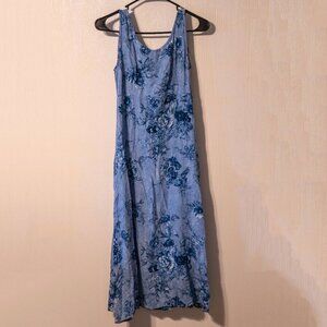 Vintage K Studio Floral Blue Sleeveless Maxi Dress – Size 8